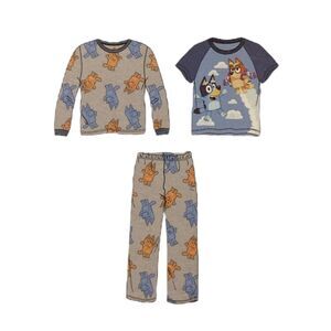 Ludo Studios Bluey 3 Piece Long and Short Sleeve Cotton Pajama Set -
